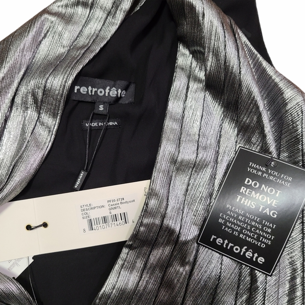 🚨 Sold Retrofete Cassie Gunmetal Bodysuit Size Small - Picture 6 of 7